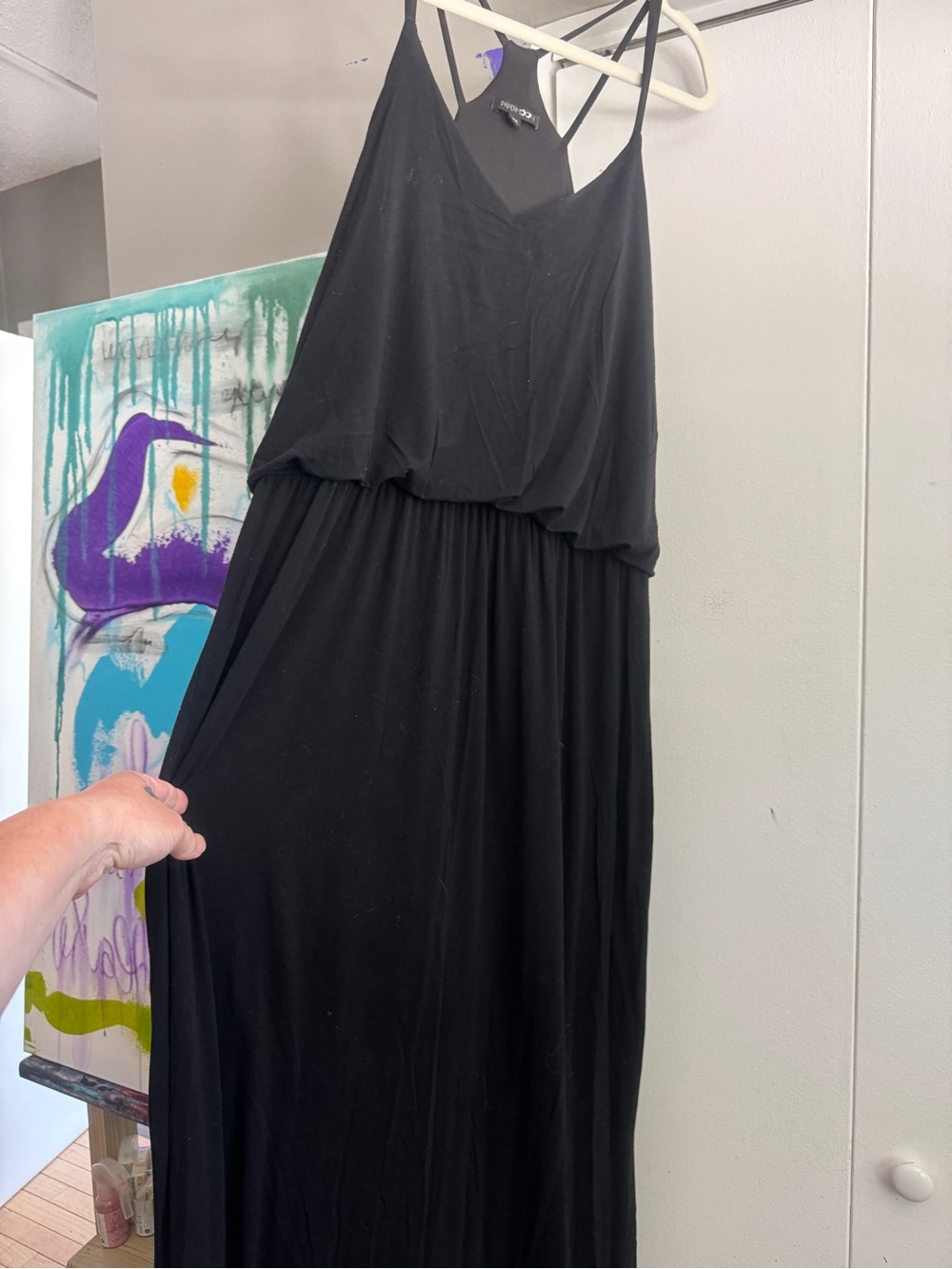 Paper Moon Black Strappy Back Maxi Dress Lined Size XXL - Picture 5 of 12
